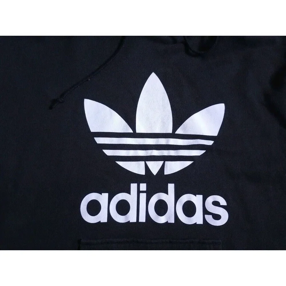 Adidas Men's Pullover Hoodie Black Large Trefoil Logo Size Small